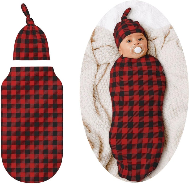 Figtihw Christmas Checkered Swaddle Blankets Newborn Receiving Blanket Baby Swaddle Wrap Soft Sleeping Sack for Baby Girls Boys - Image 1